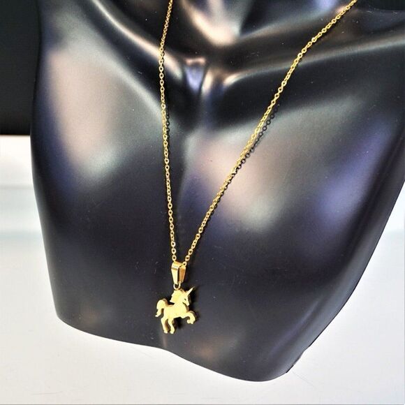 Unicorn Necklace For Girls Gold Color 13 Inch Child Jewelry - Picture 5 of 6